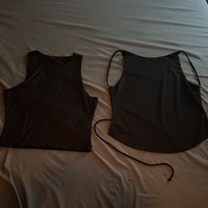 Two Elegant Black Sleeveless Women's Tops